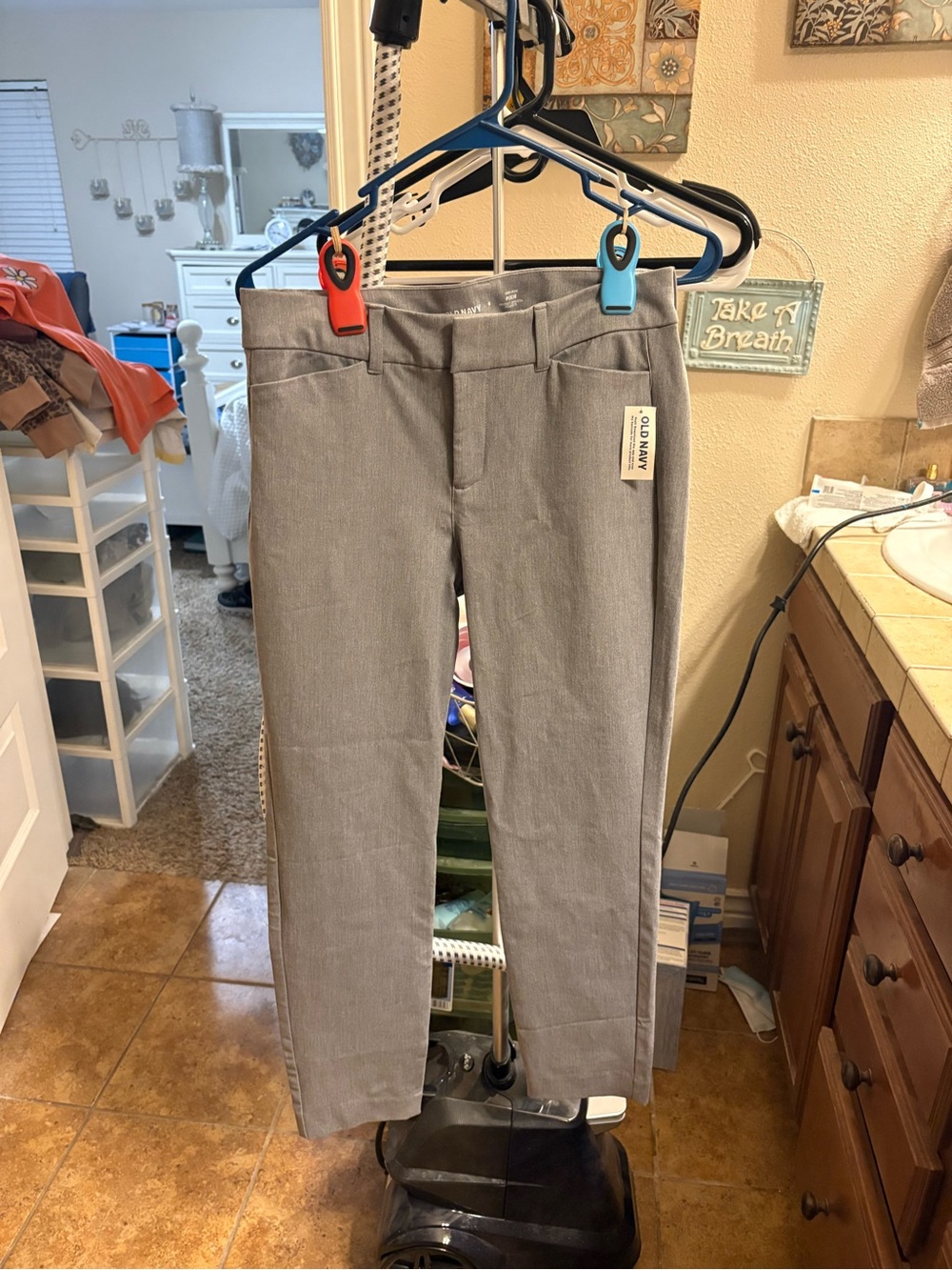 Old Navy Light Gray Straight-Leg Dress Pants